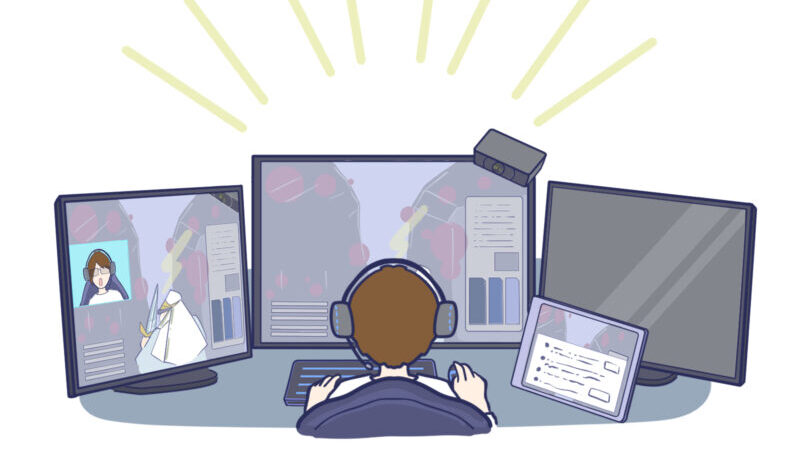 PCでゲームをしている人